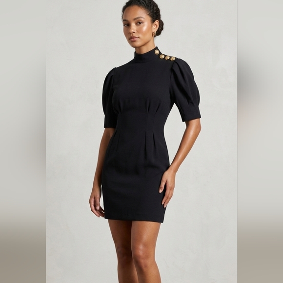 Forever 21 Dresses & Skirts - NWT High neck puff sleeve mini dress with gold buttons